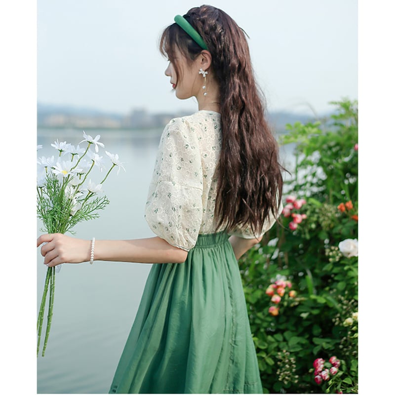 [Shirashu Series] ★Skirt★ Bottoms Summer Clothes Simple Ladies Fashion Green Green Easy to match