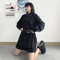 Load image into Gallery viewer, [Demon King Series] ★Shirt + belt★ 2-piece set Harajuku style black black women's fashion cool landmine type
