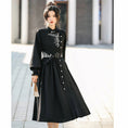 Load image into Gallery viewer, [Dust smoke and cloud dream series] ★China style dress★ With belt, long sleeves, embroidery, black, black SML, slimming, Chinese elements
