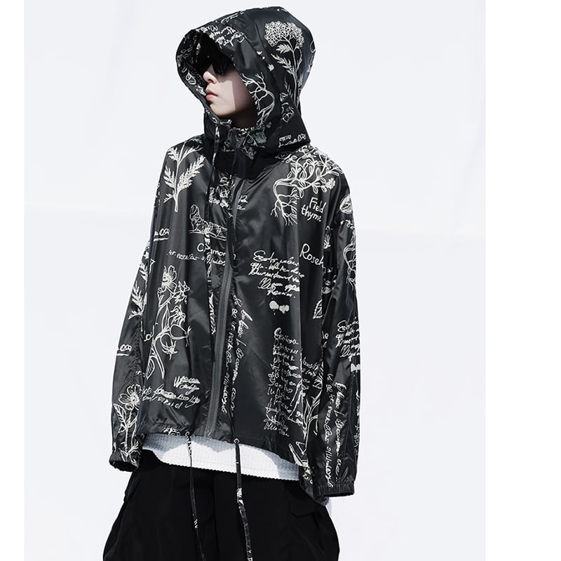 [SIN87 Series] ★UV protection★ UPF50+ Unique black Sun protection Cooling protection Thin outerwear Loose fit Unisex Men's