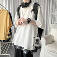 Load image into Gallery viewer, [YOULIN Series]★T-shirt★ Tops 2color Unisex Men's Fake Layered White Black Plaid Pattern
