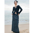 Load image into Gallery viewer, [Daiseiryusu Series] ★China style skirt★ Bottoms Denim skirt Long skirt Slit
