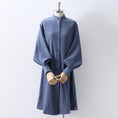 Load image into Gallery viewer, [Hangu Musume Series]★Shirt dress★3color stand neck blue light brown white blue white
