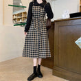 Load image into Gallery viewer, [Dong Xiaojie Series] ★Checked dress★ Large size, fake layered, slimming, retro, cute, easy to match
