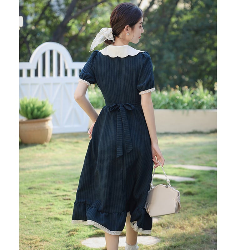 [Nan Kemu Series] ★One Piece★ Embroidery Girls' Night Out Date Sexy Temperament Enhancement Retro Green Short Sleeve Dress Summer Clothes