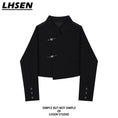 Load image into Gallery viewer, [LHSEN Series] ★Chinese-style blazer★ Outerwear, short length, easy to match, stylish design, black, S, M, L, XL
