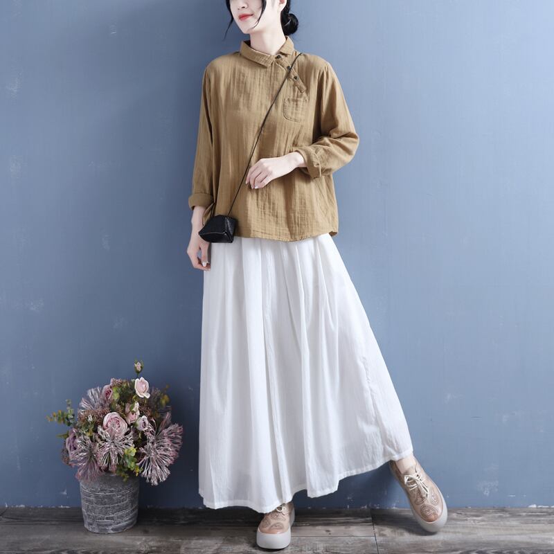 [Qing Series] ★Chinese-style shirt★ 4 colors Tops Retro Light brown White Black Red