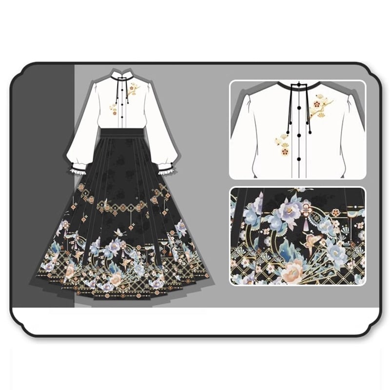 [Kaede bamboo---Kinjoyo series] ★China style setup★ 2-piece set, long-sleeved shirt + skirt, improves temperament, coming-of-age ceremony, everyday wear