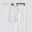 [Hanxi Series] ★Set-up★ 2-piece set, Chinese-style top and pants, cotton linen, plain