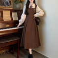 Load image into Gallery viewer, [Dong Xiaojie Series] ★One Piece★ 2color Ladies Fake Layered Navy Coffee Color Cute
