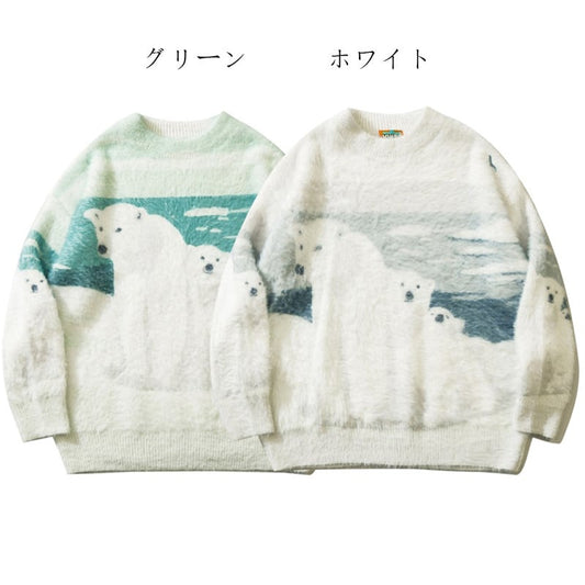 [Jinki Humanity Series]★Sweater★ Tops 2color Unisex Men's Animal Pattern Cute Casual Winter Clothes Autumn Clothes