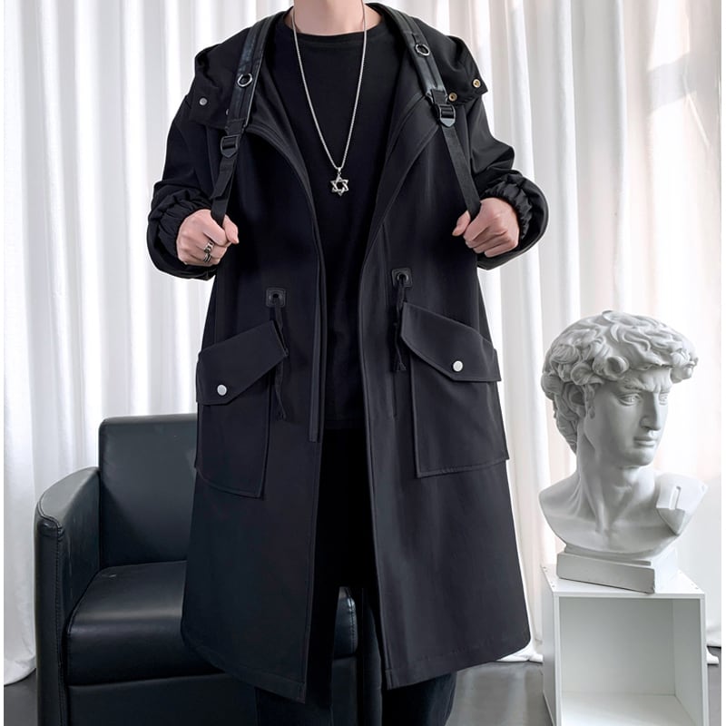 [Kaei Series] ★Trench coat★ 3colors Black, green or light brown, cotton insert type available, hooded, hat included