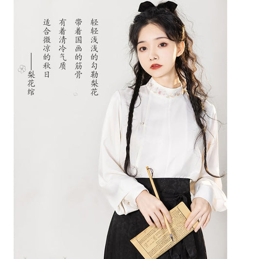 [Qingshui Kei --- Rika Ting Series]★China-style shirt★China-style tops China clothes SML XL White Literary style