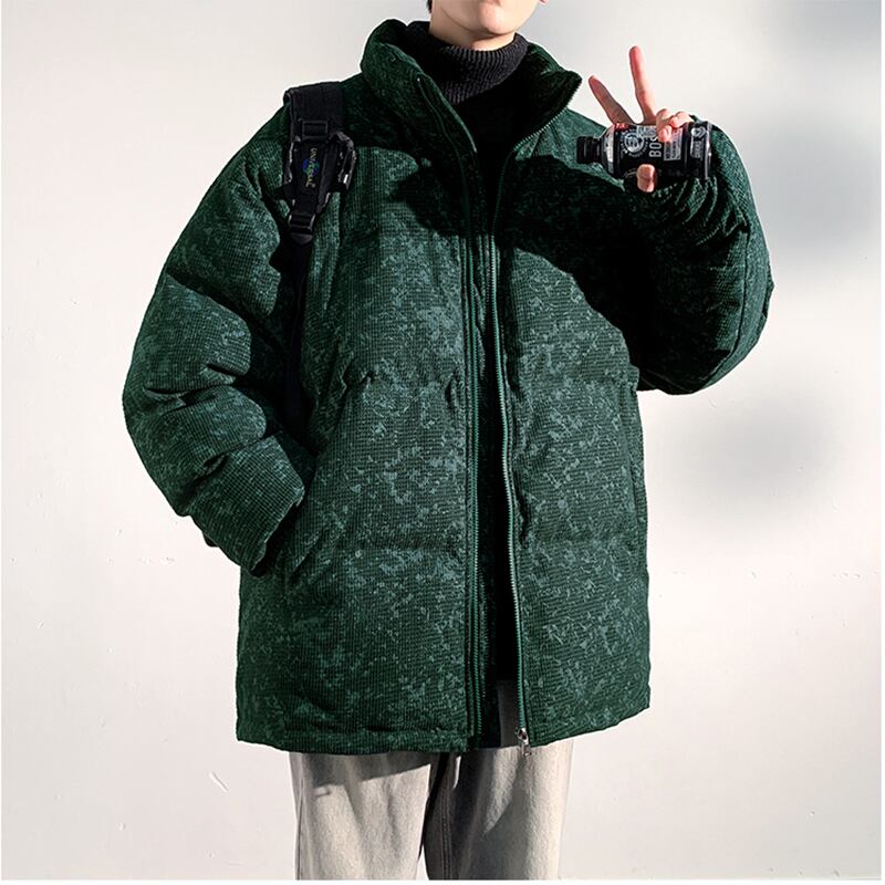 [DUFENG Series] ★Cotton coat★ 3color outer winter coat unisex men's large size green black blue