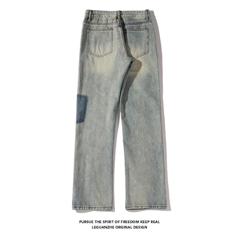 [BIGEMAN Series]★Denim Pants★ Retro Bottoms Trousers Unisex Men's Large Size Slimming