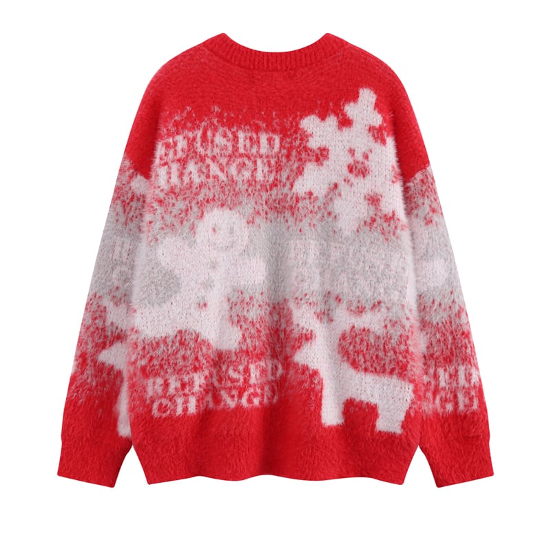 [GUOCHAO Series]★Sweater★ 2color Tops Christmas New Year Snowman Unisex Men's Red Green