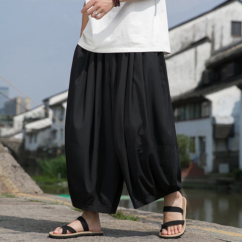 [JINTANG Series]★China style trousers★Bottoms Casual Pants Men's Large Size Loose Black