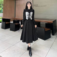 Load image into Gallery viewer, [Dong Xiaojie Series] ★China style dress★ Ink pattern long sleeve dress long length dress black black large size slimming
