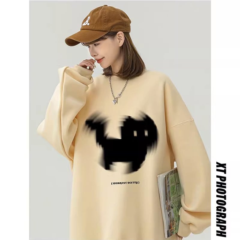 [WRZB series] ★Tops★ 5 colors Cartoon Cat Unisex Men's White Black Red Apricot Coffee color