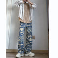 Load image into Gallery viewer, [AIMAKOU Series] ★Denim Pants★ Bottoms Pants Unisex Men's Print Large Size Blue Blue
