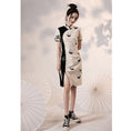 Load image into Gallery viewer, [Yukaku series] ★Cheongsam dress★ China dress Lace Improves temperament Panda Color scheme Beige
