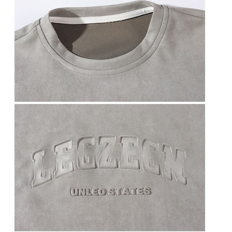 [BIGEMAN Series]★T-shirt★ Tops 2color Unisex Men's Large Size Brown Gray Summer Clothes