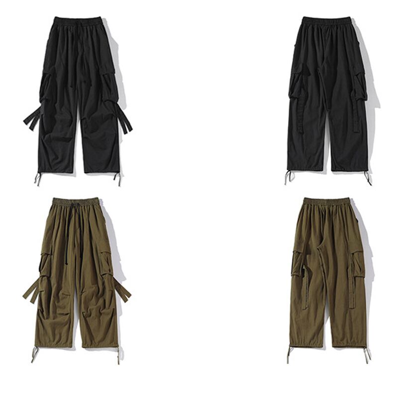 [BIGEMAN Series] ★Casual Pants★ 2color Bottoms Pants Unisex Men's Large Size Elastic Waist Black Khaki Green