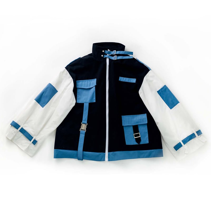 [Momoko Sakura Series] ★Jacket★ Outerwear cute color scheme original white blue black easy to match ladies