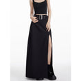 Load image into Gallery viewer, [EDX Series]★Skirt with belt★ 2color bottoms long skirt black gray high-looking slit fashionable
