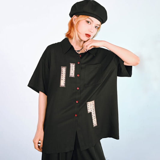 [Kokaisha --- Yunmeng Yukan Series] ★China style shirt★ Tops Letter pattern original black black loose fitting