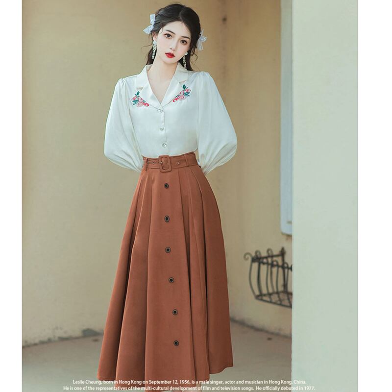 [XUANZI Series]★Skirt★ Bottoms Ladies Easy to match Simple Date Wedding Retro