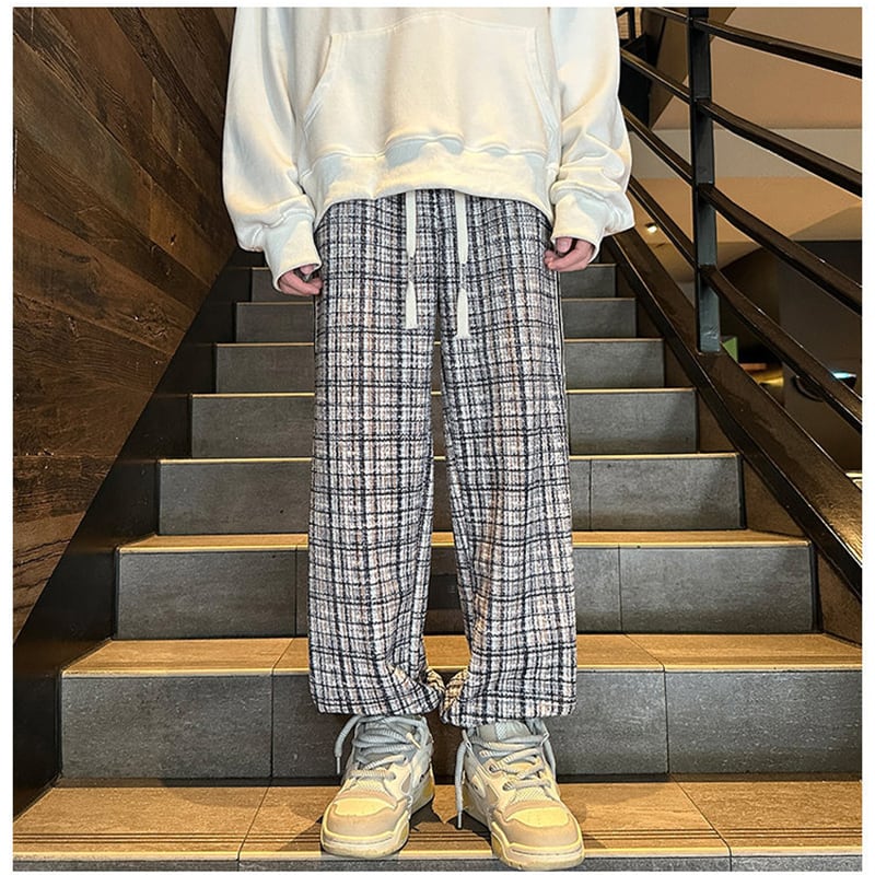 [BIGEMAN Series] ★Casual Pants★ Brushed lining 2color Bottoms Pants Unisex Men's Large Size Plaid Pattern