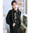 Load image into Gallery viewer, [Kokaisha --- Leaf Series] ★Chinese style tops★ Embroidery Hanfu tops Corduroy Thick Autumn/Winter Clothes Retro Black
