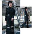 Load image into Gallery viewer, [Da Qinglong Shu Series] ★Cheongsam dress★ Chinese style dress, leopard, long length, slimming, Chinese clothes, original slit, black, black
