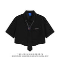 Load image into Gallery viewer, [Escaped Earth Series] ★Shirt with tie★ 2color tops SML black pink mini length unique
