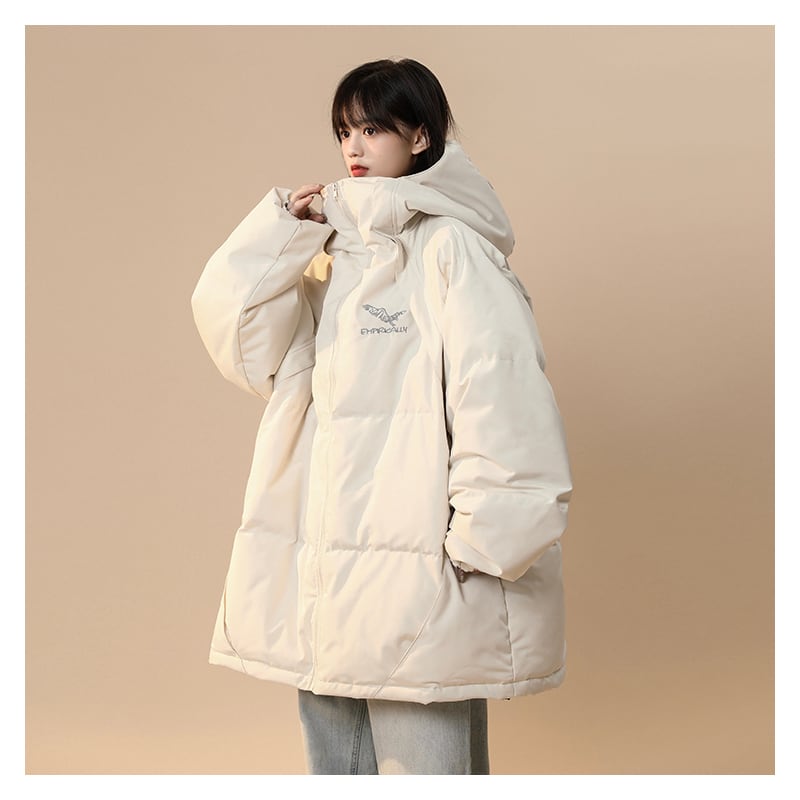 [Suikoishi Series] ★Winter Coat★ Cotton Coat Outerwear 2color Unisex Men's Simple Casual Black Beige