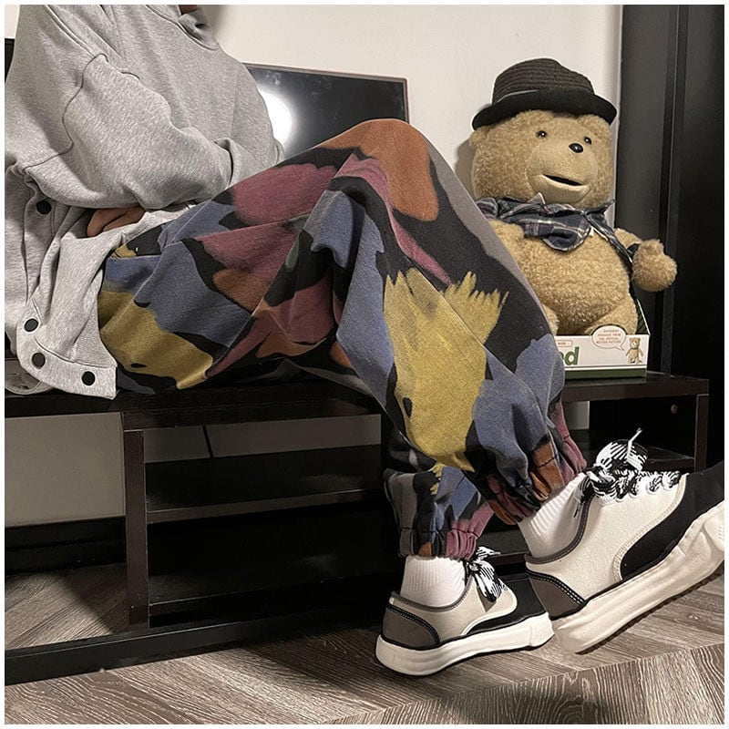 [GANGSHAO Series]★Pants★ 2color Casual Pants Graffiti Large Size Unisex Men's Fashion