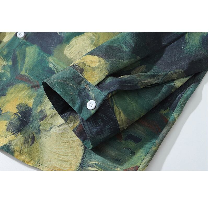 [BEAT BOY Series] ★Long Sleeve Shirt★ Floral Shirt Tops Print Green Green ML XL 2XL Unisex Men's