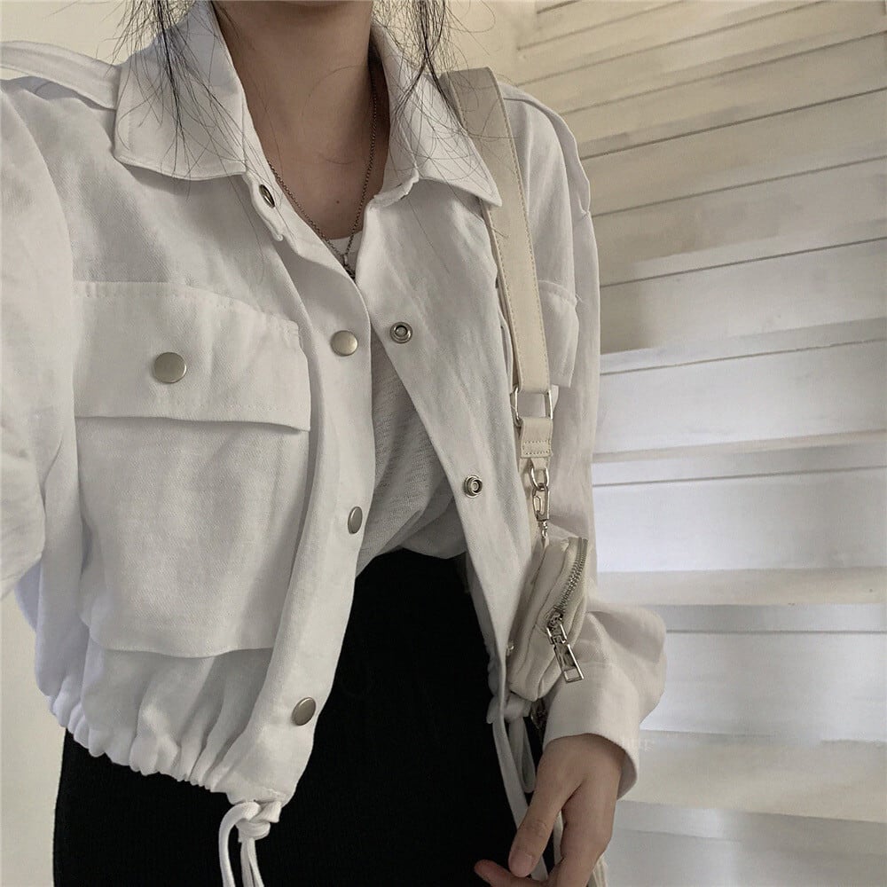 [XIXI Series]★Jacket★ 2color Outer Short Length Simple Dark Gray White SML XL