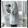 Load image into Gallery viewer, [Emperor series] ★Fleece-lined tops★ 2-color embroidery, cute sleeves, casual, floral pattern, unisex, men's, gray, black, gray, large size
