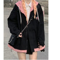 Load image into Gallery viewer, [GANGWEI Series] ★Jacket★ Outer Color Scheme Faux Layered Black Black Hooded
