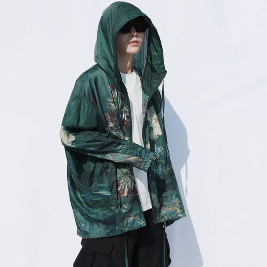 [SIN87 Series] ★UV protection★ UPF50+ Oil painting style Sun protection Cooling protection Thin outerwear Loose fit Unisex Men's