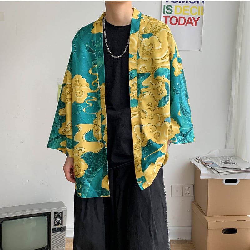 [PINZHI Series]★Happi coat★ Thin Unisex Men's Print Large Size Loose Cool Fireworks Festival Festival