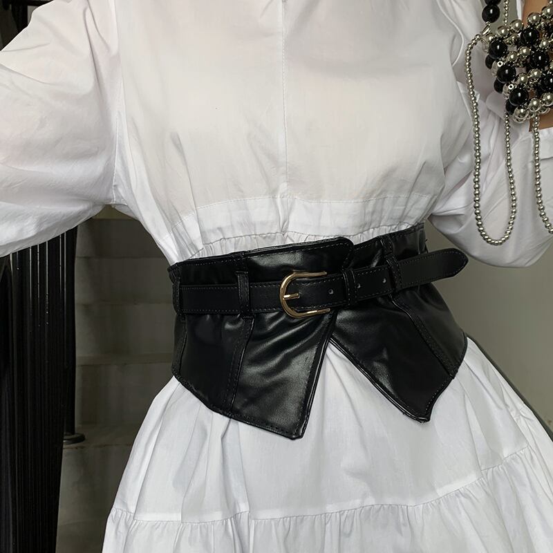 [BNHF Series]★Belt★Obi PU Alloy Accessory Small Item Easy to Match Retro Black Black Unique Cute