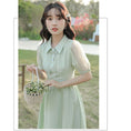 Load image into Gallery viewer, [NANMOSEN Series] ★China style dress★ Short sleeve dress, China button, cute, improves temperament, green
