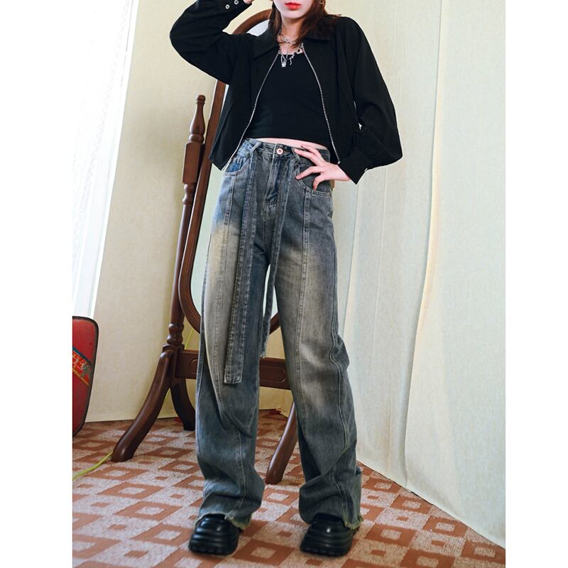 [Old Monsters---Peninsula Secret Words Series]★Denim pants★Bottoms Pants Easy to match Original with design