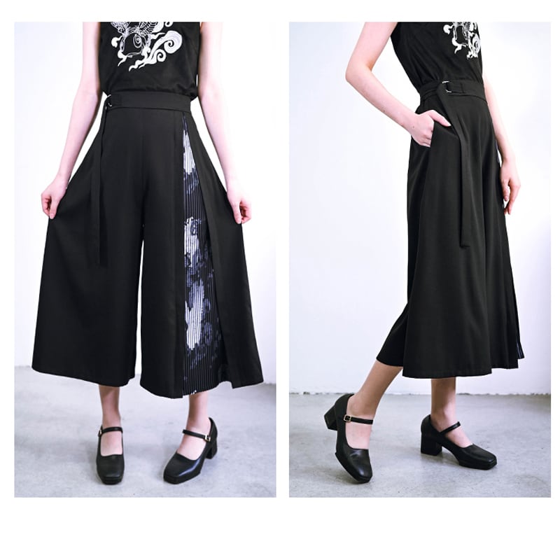 [Old Monsters --- Mountain and Sea Ching Series] ★China style pants★ Gaucho pants bottoms Spring/summer switching SML XL Improves temperament