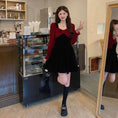 Load image into Gallery viewer, [Kodokuya Series] ★Dress★ Large size, slimming, fake layered, Christmas, New Year, red, black
