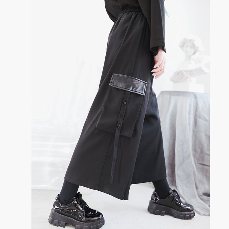 [Kokaisha series]★China style pants★Bottoms Gaucho pants Gaucho SML Easy to match Black Black