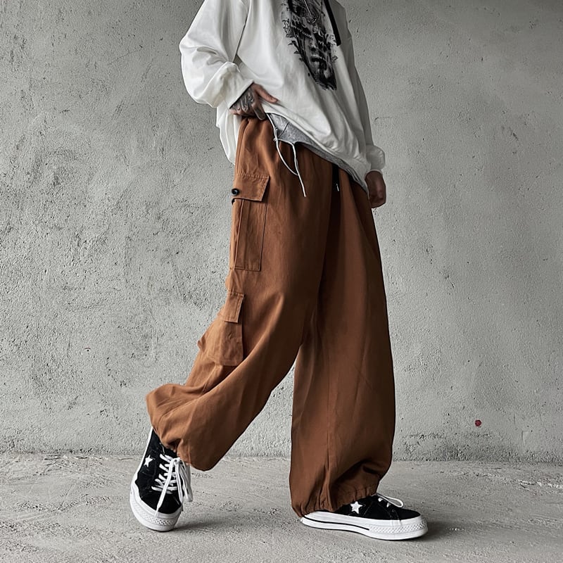 [Miyakoya Series]★Casual Pants★ 3color Brown or Green or Black Pants Bottoms Wide Pants Gaucho Pants